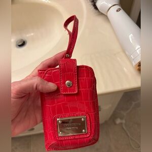 Liz Claiborne Red Croc-Embossed Wristlet